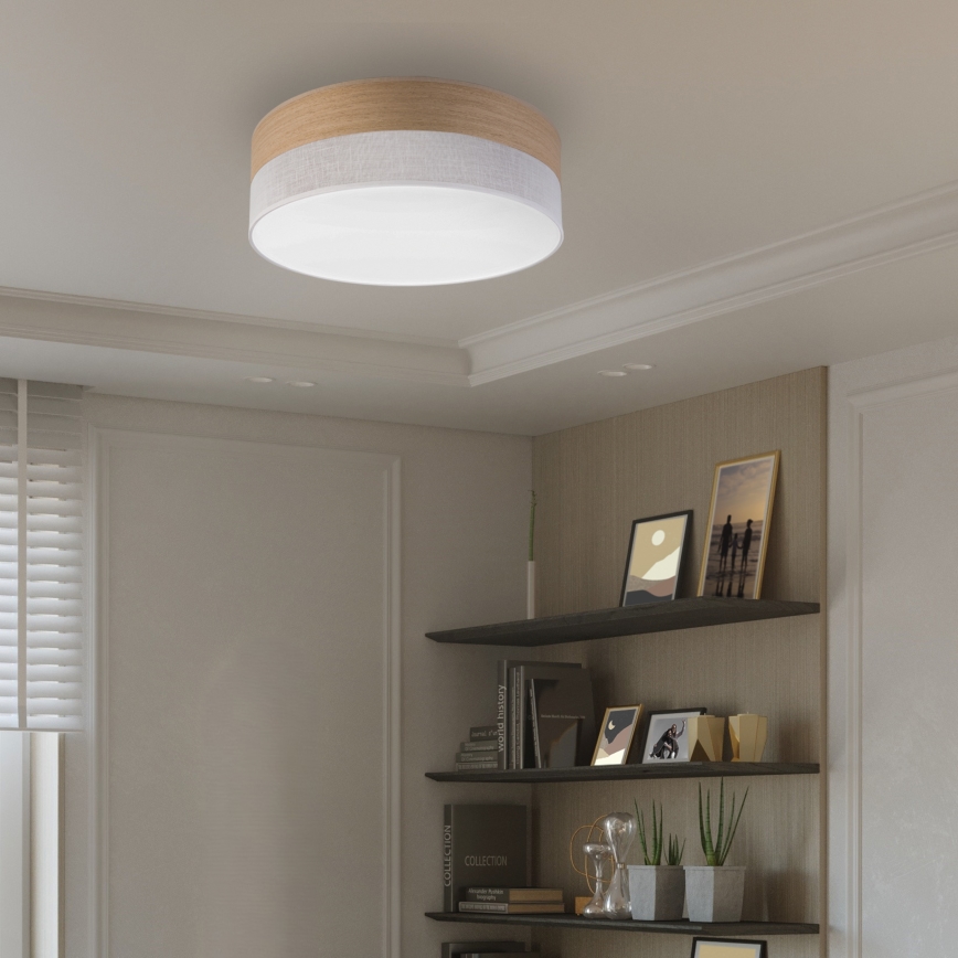 LED taklampa SIRJA WOOD LED/36W/230V diameter 45 cm vit/ek