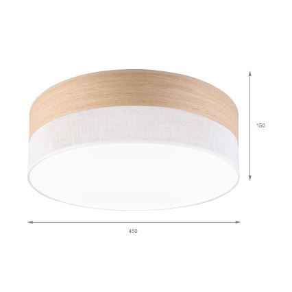 LED taklampa SIRJA WOOD LED/36W/230V diameter 45 cm vit/ek