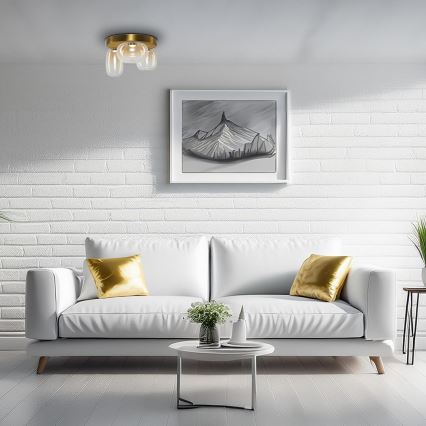 LED taklampa VASO LED/12W/230V diameter 42 cm guld/rökig
