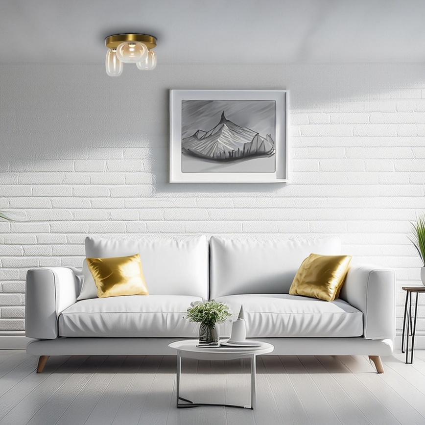 LED taklampa VASO LED/12W/230V diameter 42 cm guld/rökig
