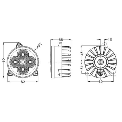 LED Traktor strålkastare BLACK LED/20W/10-30V IP69 5700K rund