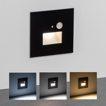 LED-trapparmatur med rörelse- och skymningssensor, 1,5 W, 230 V, 3000/4000/6500 K, svart