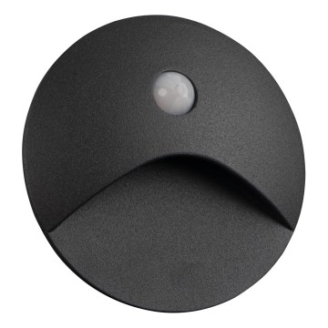 LED trapparmatur med rörelse- och skymningssensor EXIN LED/2,5W/230V 3000K IP65 antracit rund