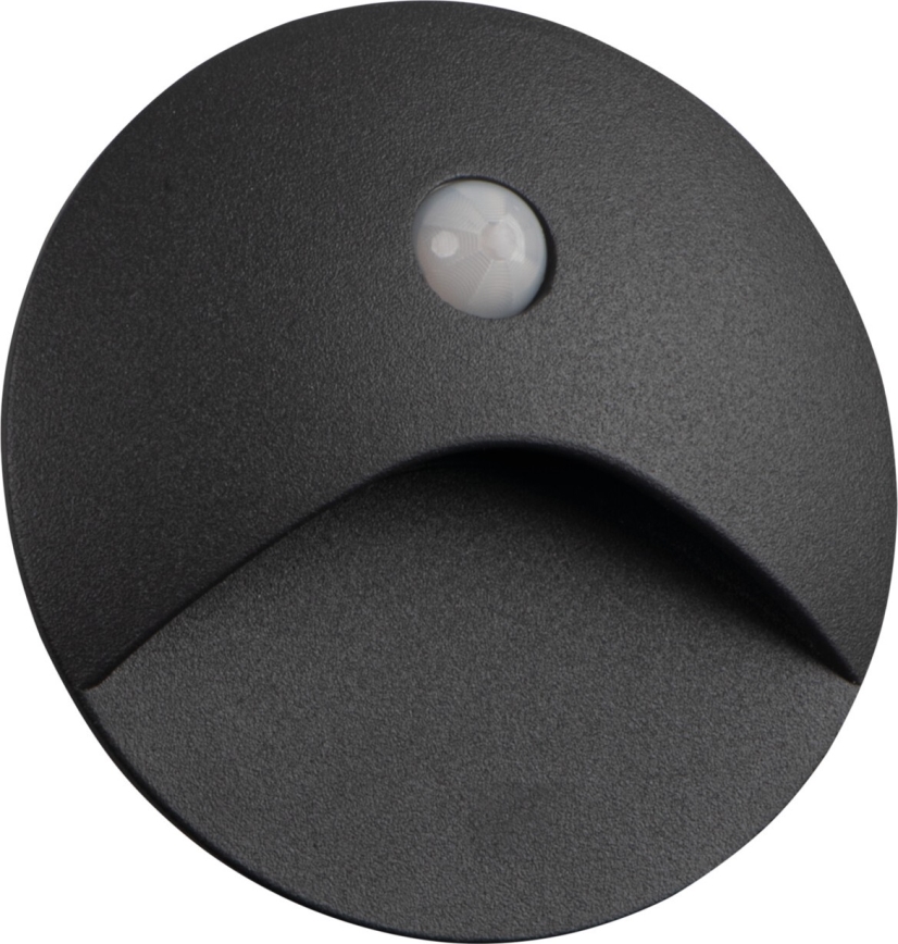 LED trapparmatur med rörelse- och skymningssensor EXIN LED/2,5W/230V 3000K IP65 antracit rund