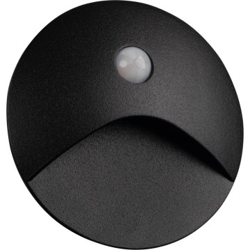 LED trapparmatur med rörelse- och skymningssensor EXIN LED/2,5W/230V 4000K IP65 svart rund