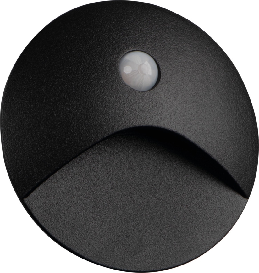LED trapparmatur med rörelse- och skymningssensor EXIN LED/2,5W/230V 4000K IP65 svart rund