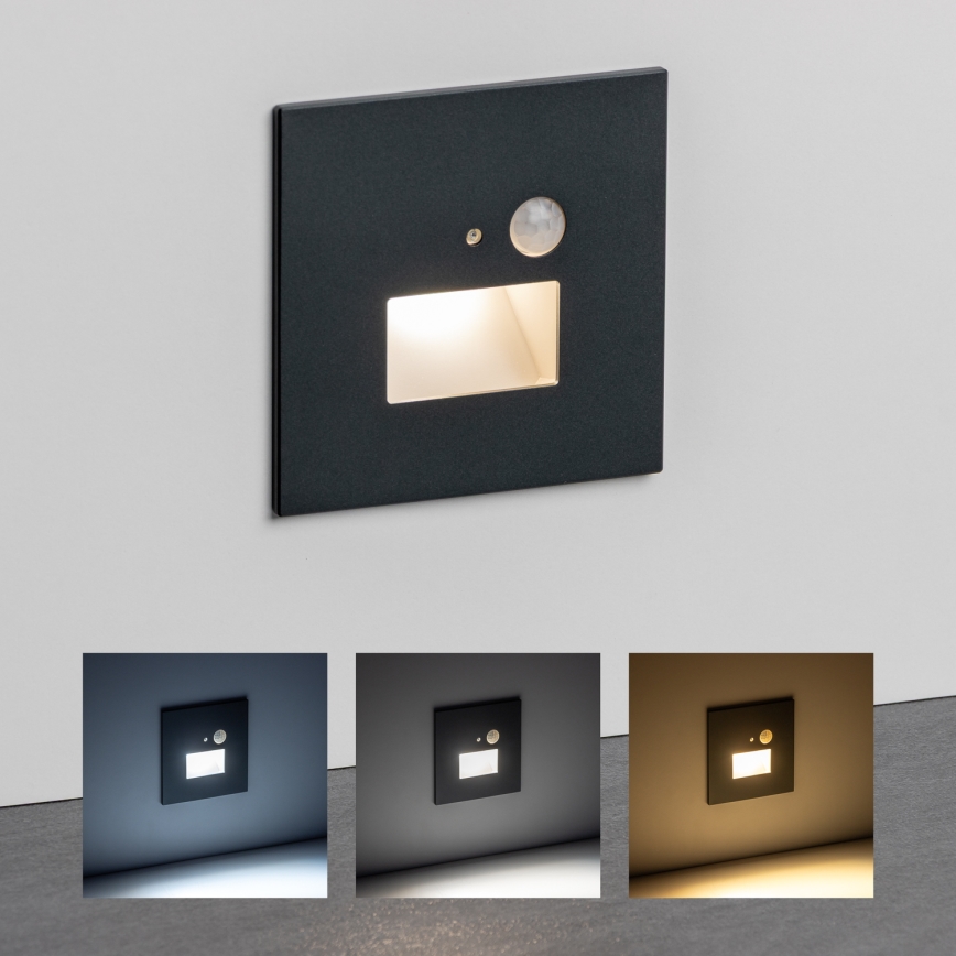 LED trapparmatur med rörelse- och skymningssensor LED/1,5W/230V 3000/4000/6500K antracit