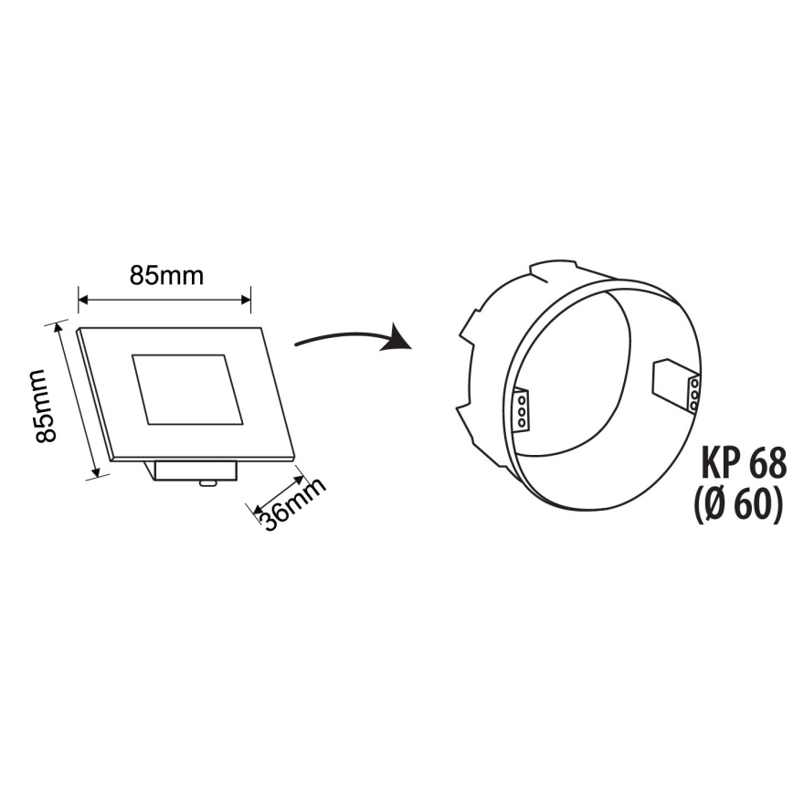 LED trappbelysning för utomhusbruk LED/1,7W/230V 3000/4000/6000K IP54 svart
