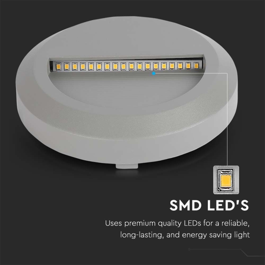 LED trappbelysning för utomhusbruk LED/2W/230V IP65 3000K grå