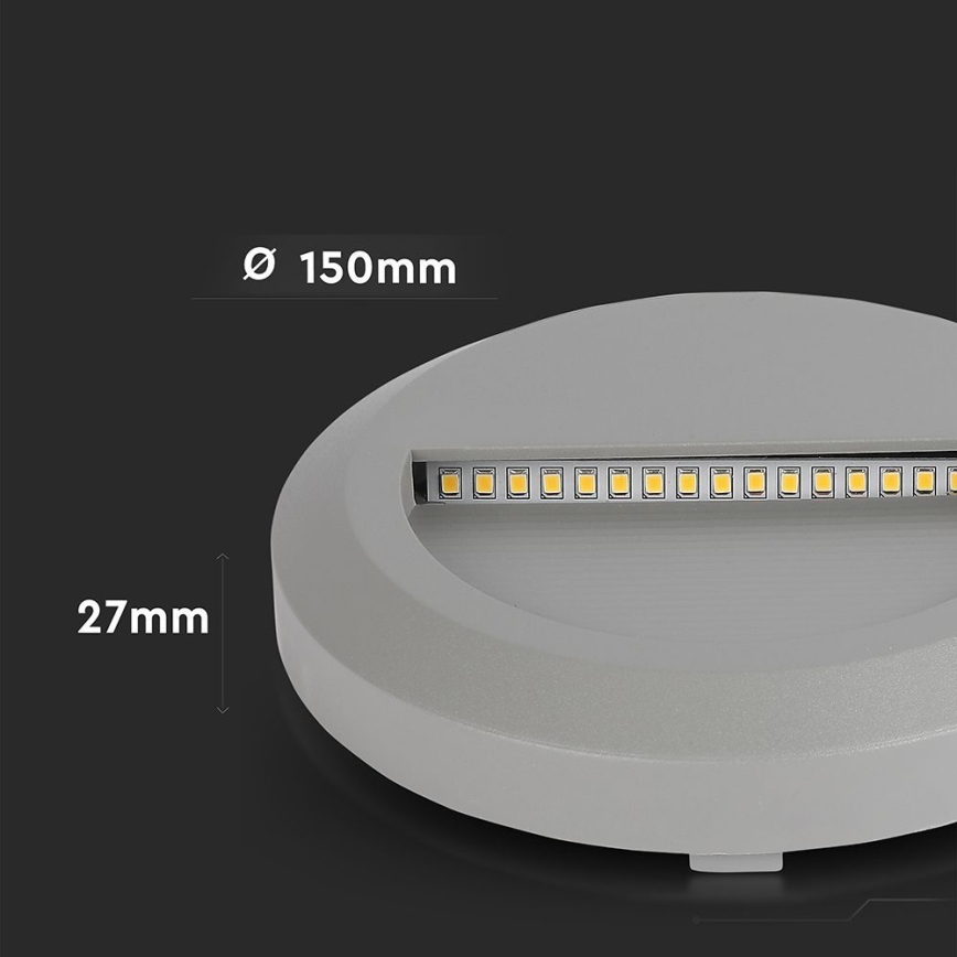 LED trappbelysning för utomhusbruk LED/2W/230V IP65 3000K grå