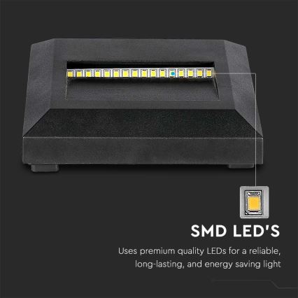 LED trappbelysning för utomhusbruk LED/2W/230V IP65 3000K svart