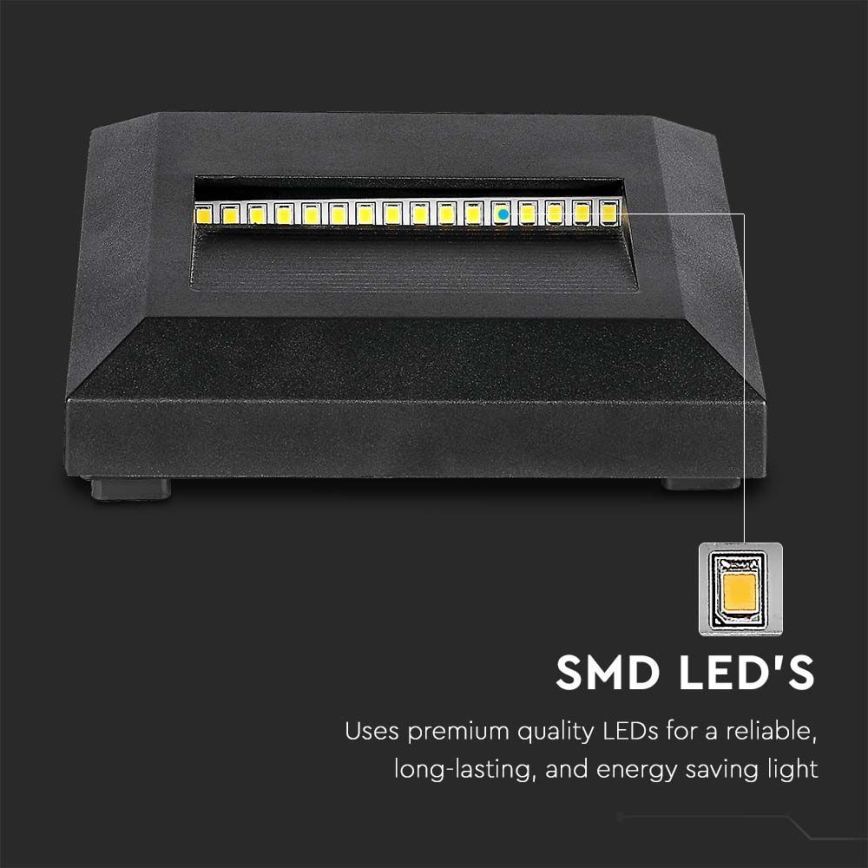 LED trappbelysning för utomhusbruk LED/2W/230V IP65 3000K svart