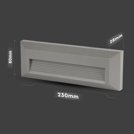 LED trappbelysning för utomhusbruk LED/3W/230V IP65 3000K grå