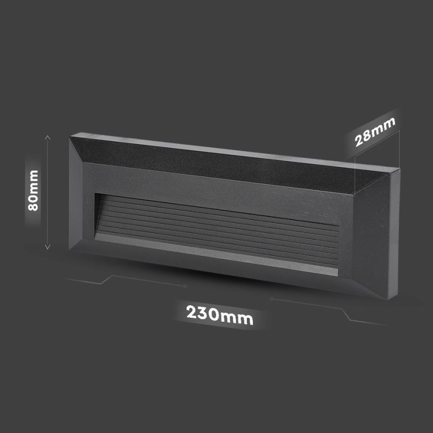 LED trappbelysning för utomhusbruk LED/3W/230V IP65 3000K svart