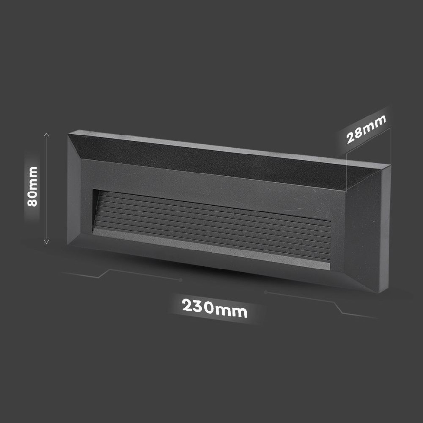 LED trappbelysning för utomhusbruk LED/3W/230V IP65 4000K svart