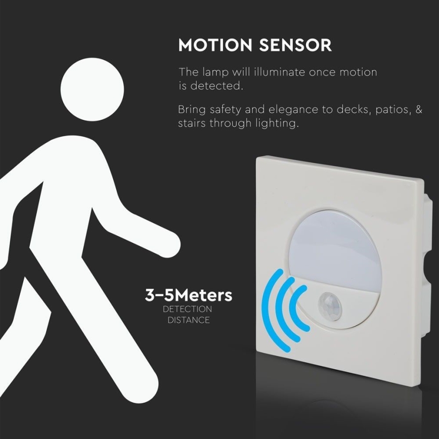 LED trappbelysning med rörelsesensor LED/3W/230V 4000K vit