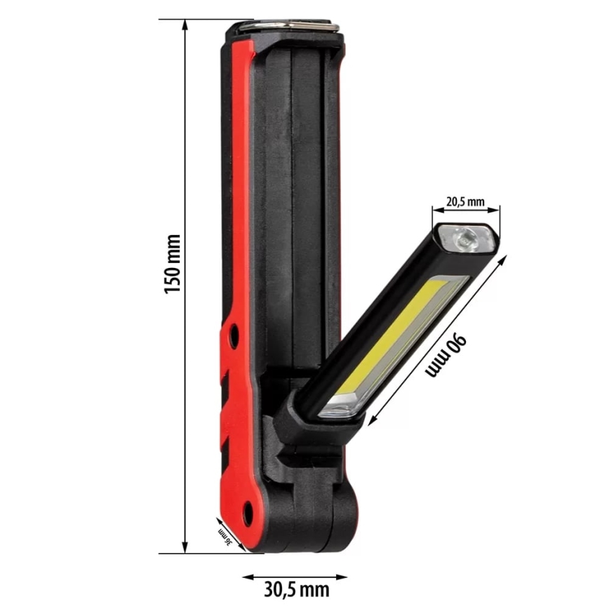 LED Uppladdningsbar arbetsficklampa LED/5W/5V IPX2 360 glansig 2000 mAh