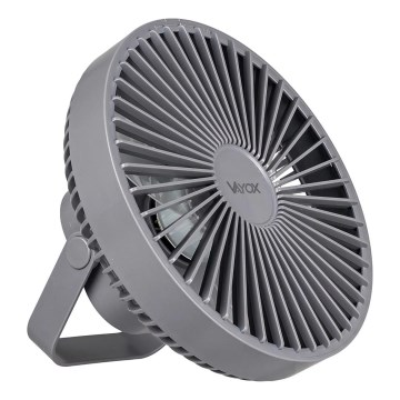 LED Uppladdningsbar bord fläkt med LED-belysning LED/2W/5V USB 2400 mAh grå
