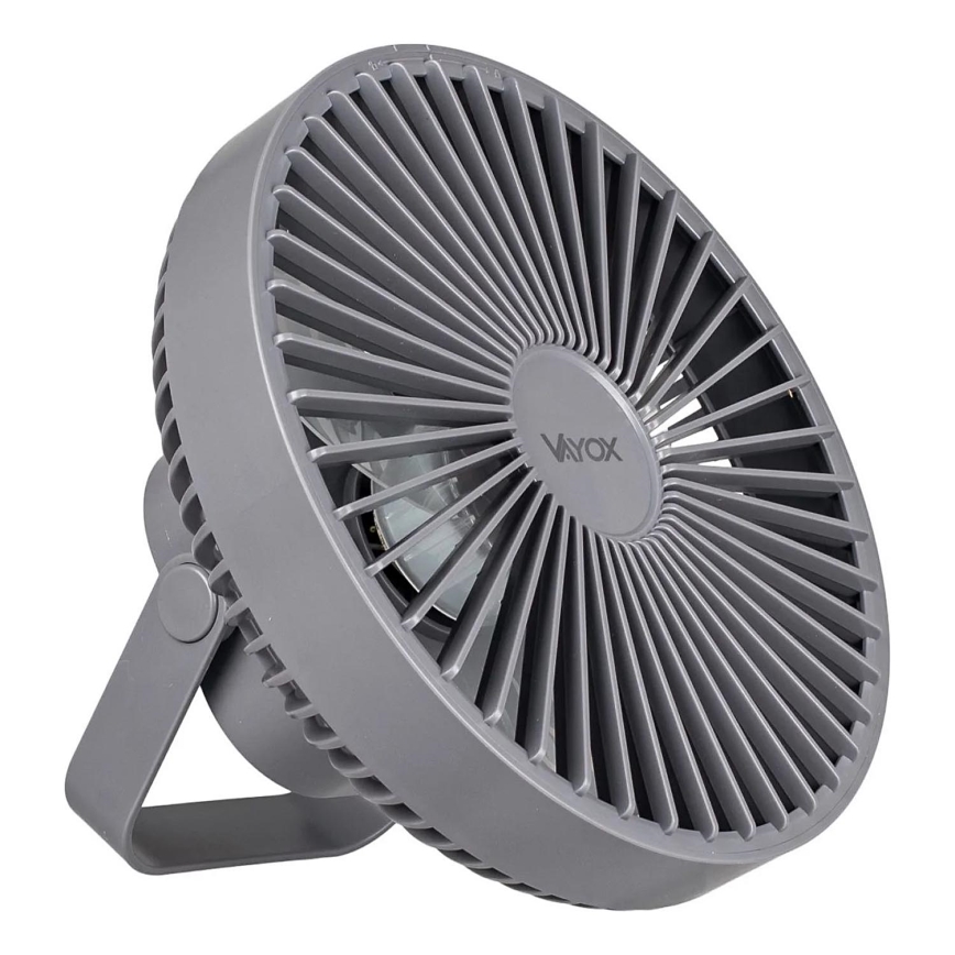 LED Uppladdningsbar bord fläkt med LED-belysning LED/2W/5V USB 2400 mAh grå