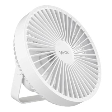 LED Uppladdningsbar bord fläkt med LED-belysning LED/2W/5V USB 2400 mAh vit