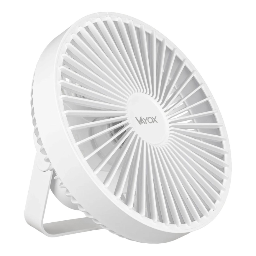 LED Uppladdningsbar bord fläkt med LED-belysning LED/2W/5V USB 2400 mAh vit