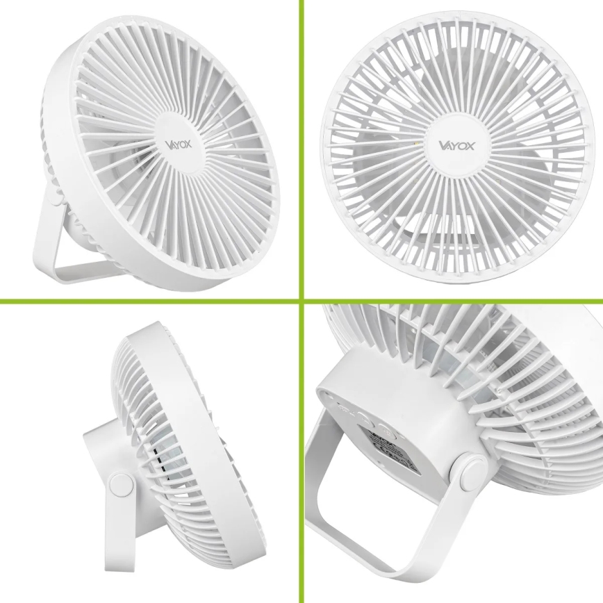LED Uppladdningsbar bord fläkt med LED-belysning LED/2W/5V USB 2400 mAh vit