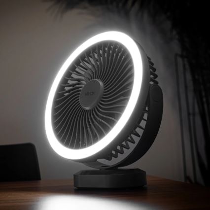LED Uppladdningsbar bord fläkt med LED-belysning LED/3W/5V USB 2400 mAh grå