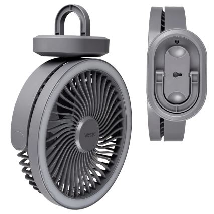 LED Uppladdningsbar bord fläkt med LED-belysning LED/3W/5V USB 2400 mAh grå