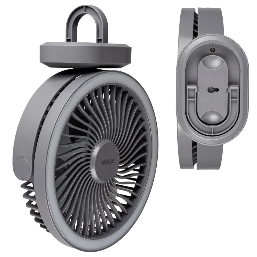 LED Uppladdningsbar bord fläkt med LED-belysning LED/3W/5V USB 2400 mAh grå