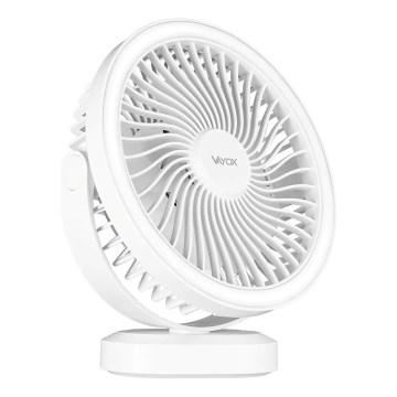 LED Uppladdningsbar bord fläkt med LED-belysning LED/3W/5V USB 2400 mAh vit