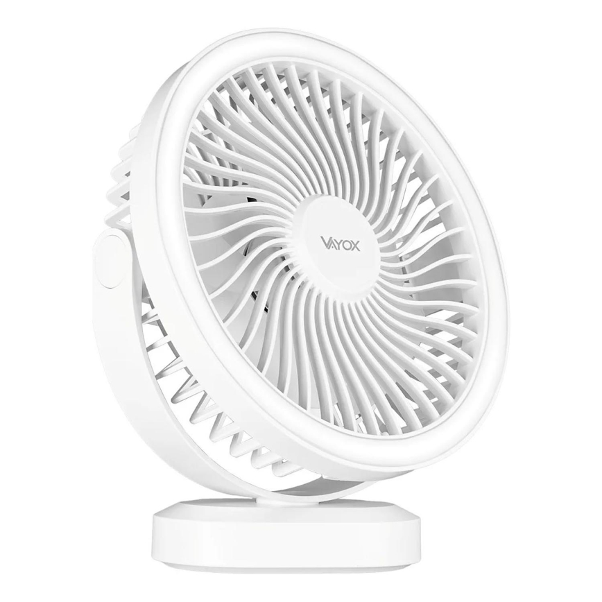 LED Uppladdningsbar bord fläkt med LED-belysning LED/3W/5V USB 2400 mAh vit