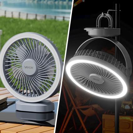 LED Uppladdningsbar bordfläkt med LED-belysning LED/3W/5V USB 2400 mAh grå