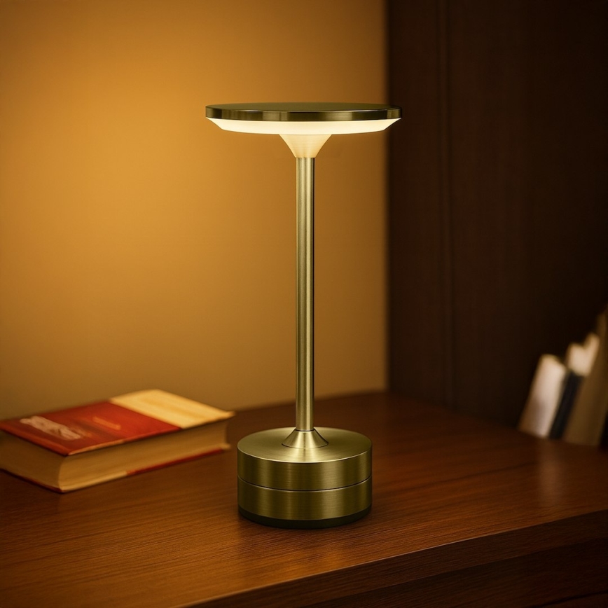 LED uppladdningsbar bordslampa med touchkontroll TAVOLO LED/2,5W/5V 2400 mAh 3000-6000K guldfärgad