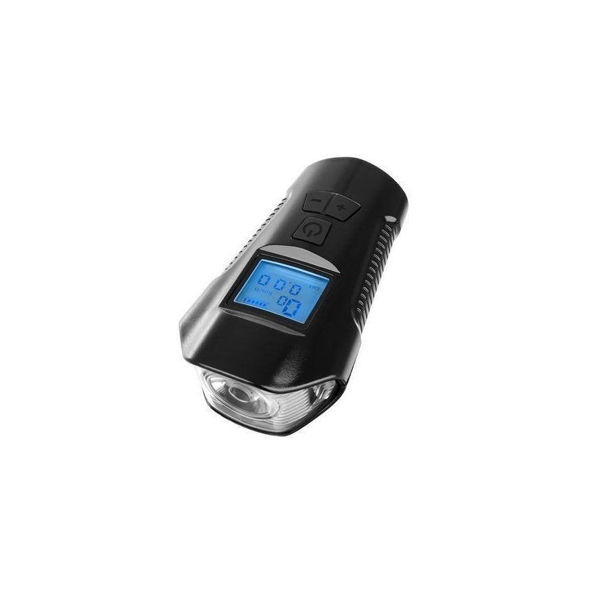 LED uppladdningsbar cykel ficklampa med räknare och klocka LED/1500 mAh IP65