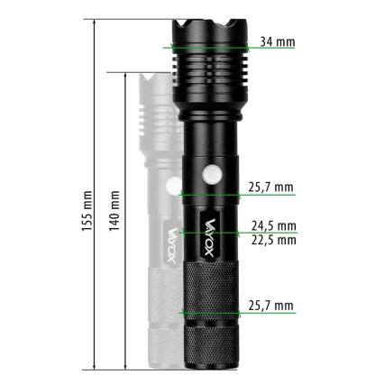 LED uppladdningsbar ficklampa LED/10W/5V IPX4 800 glansig 1200 mAh