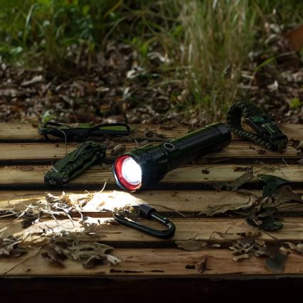 LED Dimbar uppladdningsbar ficklampa med strömbank funktion LED/30W/5V IPX5 1060 glansig 5000 mAh