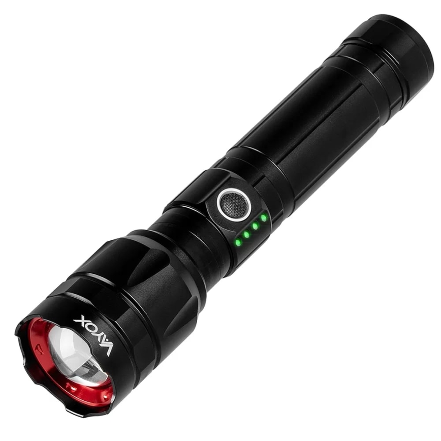 LED Dimbar uppladdningsbar ficklampa med strömbank funktion LED/30W/5V IPX5 1060 glansig 5000 mAh