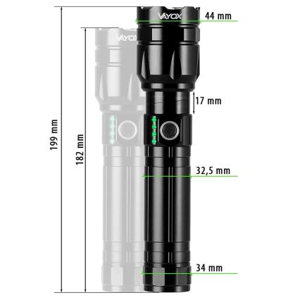 LED Dimbar uppladdningsbar ficklampa med strömbank funktion LED/30W/5V IPX5 1060 glansig 5000 mAh