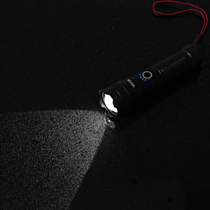 LED Dimbar uppladdningsbar ficklampa med strömbank funktion LED/10W/5V IPX4 600 glansig 2000 mAh