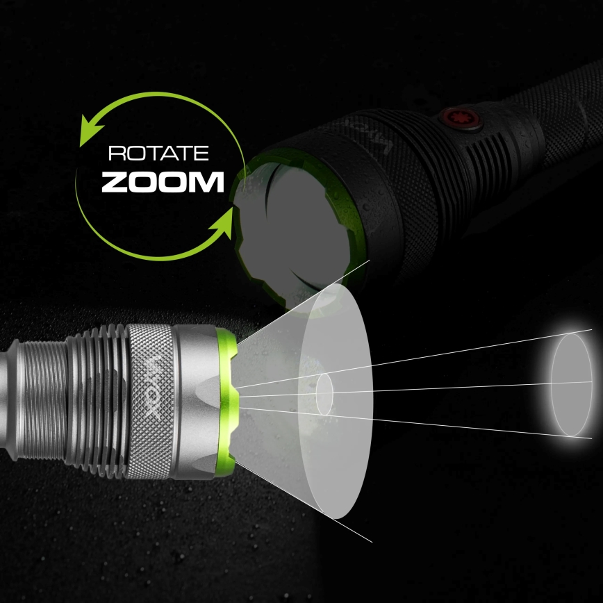 LED Dimbar uppladdningsbar ficklampa med strömbank funktion LED/5V IPX7 10000 glansig 2600 mAh