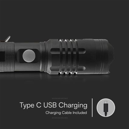 LED uppladdningsbar ficklampa USB LED/10W/5V IP54 1000 lm