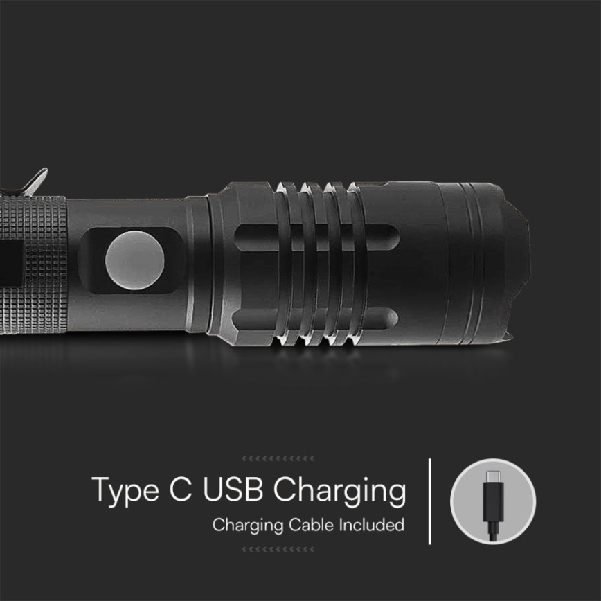 LED uppladdningsbar ficklampa USB LED/10W/5V IP54 1000 lm