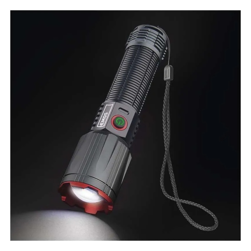 LED uppladdningsbar metall ficklampa LED/5V 3000 glansig 5000 mAh IP43