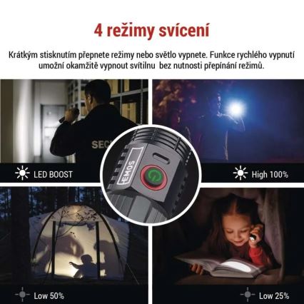 LED uppladdningsbar metall ficklampa LED/5V 3000 glansig 5000 mAh IP43