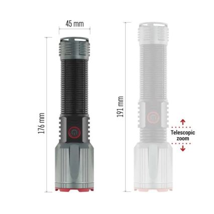 LED uppladdningsbar metall ficklampa LED/5V 3000 glansig 5000 mAh IP43