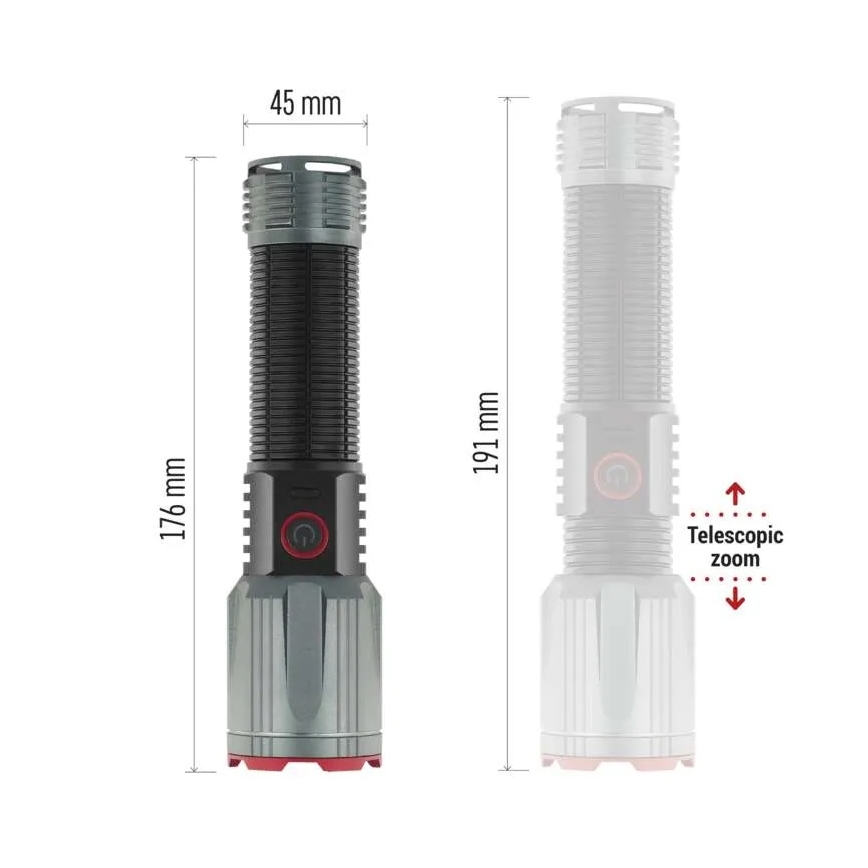 LED uppladdningsbar metall ficklampa LED/5V 3000 glansig 5000 mAh IP43