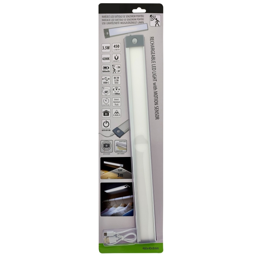 LED Uppladdningsbar möbelbelysning med sensor LED/3,5W/5V USB 800 mAh 4200K 46 cm