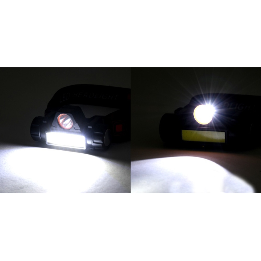 LED Uppladdningsbar pannlampa LED/1200mAh svart/röd