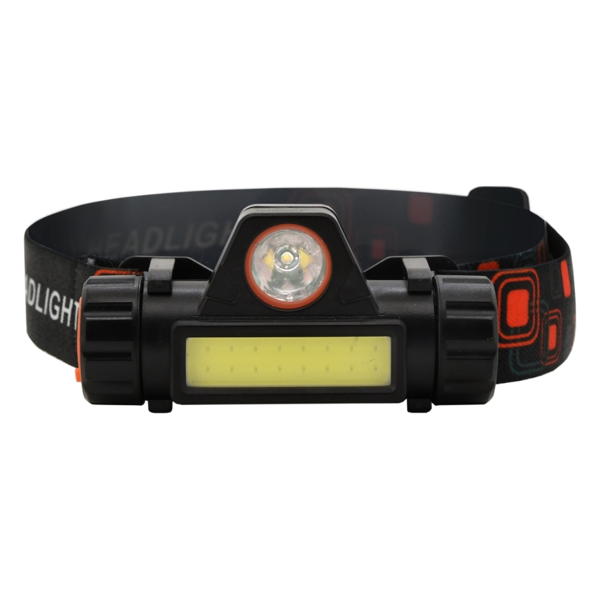LED Uppladdningsbar pannlampa LED/1200mAh svart/röd