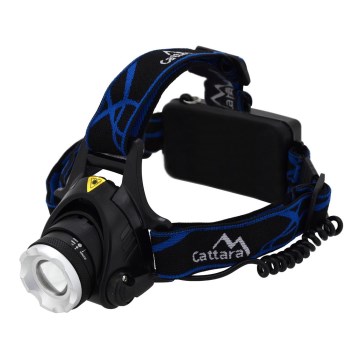 LED uppladdningsbar pannlampa LED/6W/7,4V 2x2800 mAh IP44 svart/blå